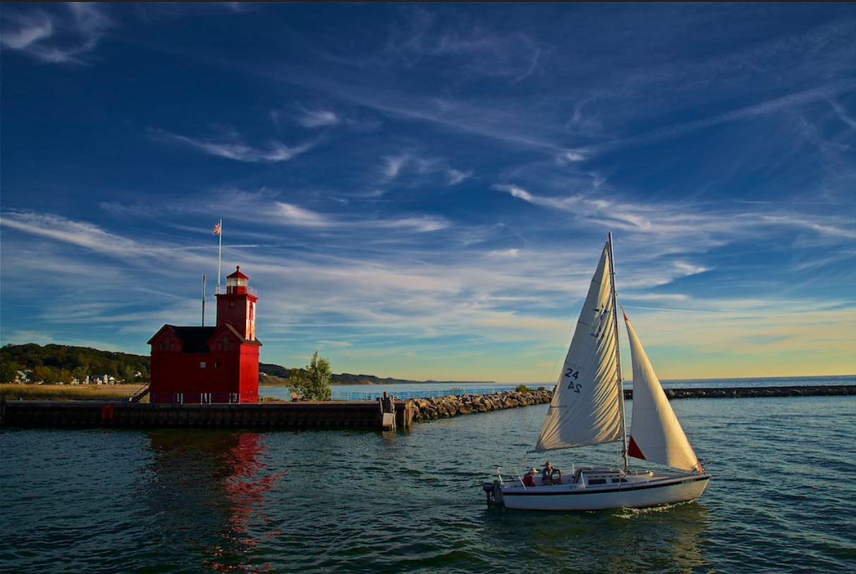 Blue Skies, White Sails, and Big Red by Bill Johnson