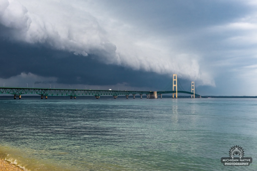 Shelf Cloud Over Mackinac Bridge by Michigan Native Photography